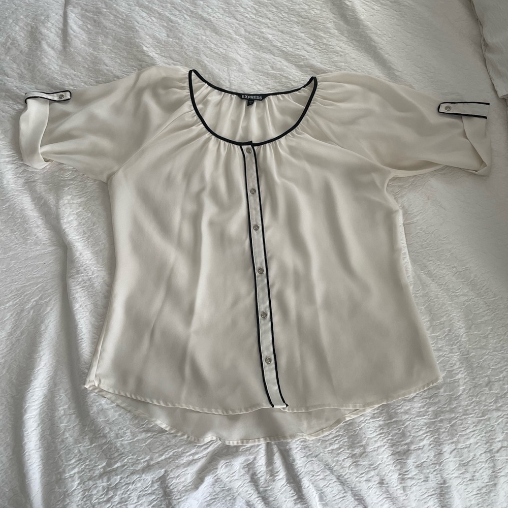 Express slightly sheer button down blouse